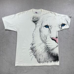 Vintage Siegfried Roy Mirage Shirt Mens XL White Lion Graphic Tees Vegas USA 90s
